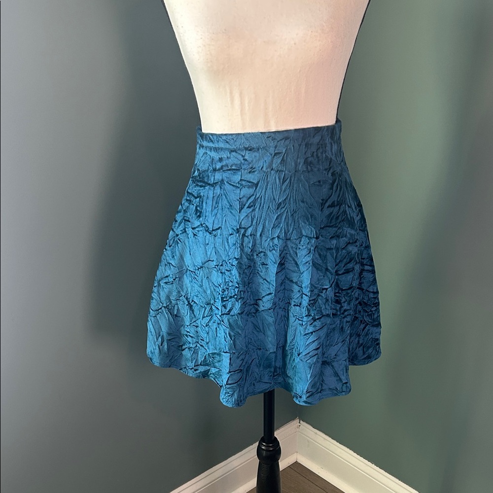 K. Line Blue Velvet Mini Skirt
